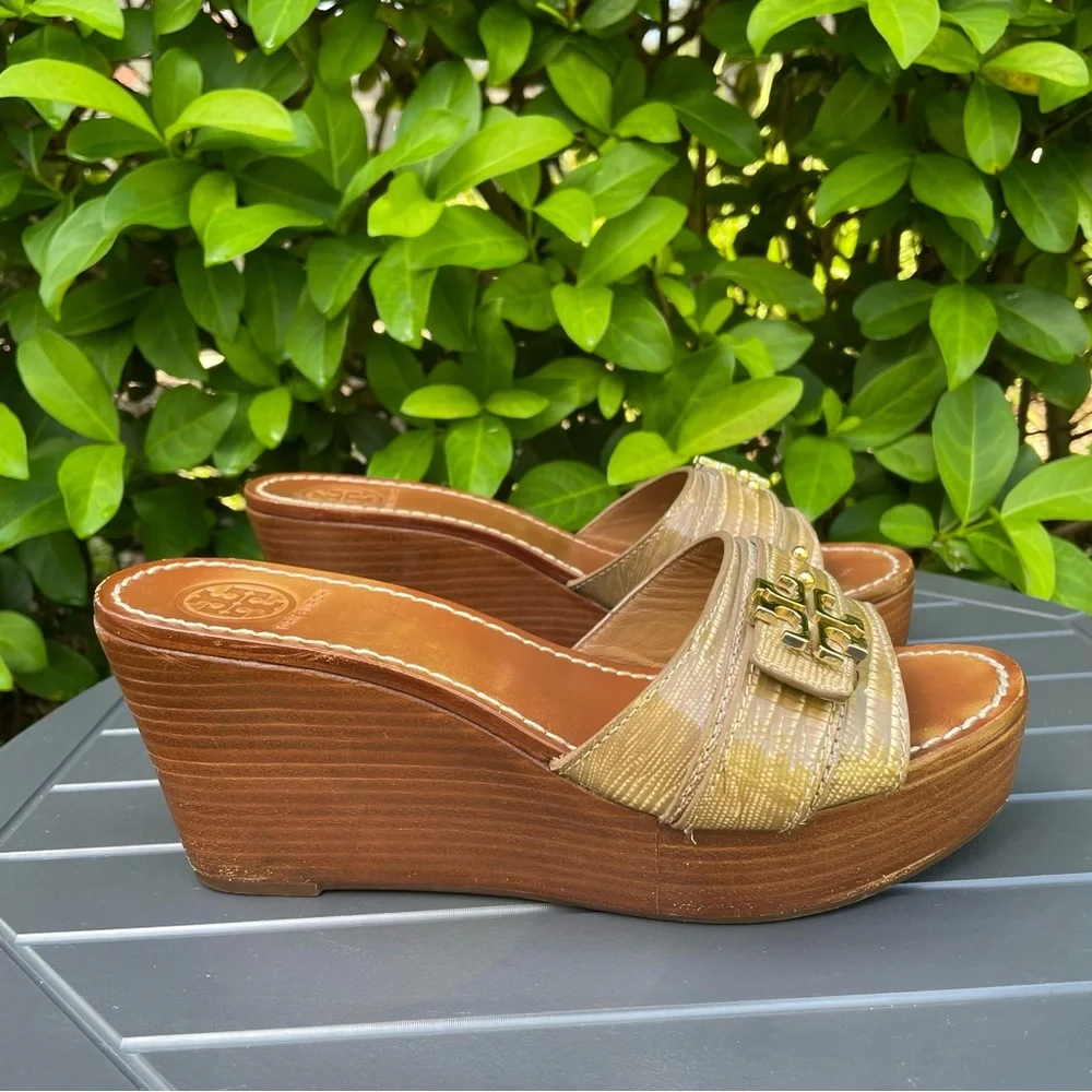 Tory Burch Elina Platform Wedge Sandals Size 9M